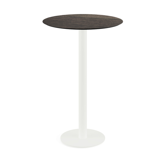 130051470_urban_bar_table_white-riverwashed_wood.jpg Feros Urban - Bartisch weißes Gestell + Riverwashed Holz HPL-Platte Ø70 cm, Weiß + Riverwashed Holz – Bild 1
