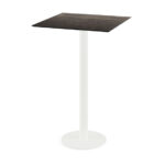 Feros Urban - Bartisch weißes Gestell + Riverwashed Holz HPL-Platte 70x70 cm, Weiß + Riverwashed Holz