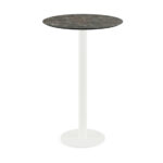 Feros Urban - Bartisch weißes Gestell + Galaxy-Marmor HPL-Platte Ø70 cm, Weiß + Galaxy Marmor