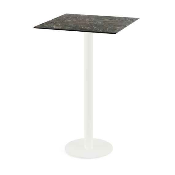 130051577_urban_bar_table_white-galaxy_marble.jpg Feros Urban - Bartisch weißes Gestell + Galaxy-Marmor HPL-Platte 70x70 cm, Weiß + Galaxy Marmor – Bild 1