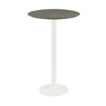 Feros Urban - Bartisch weißes Gestell + Midnight-Marmor HPL-Platte Ø70 cm, Weiß + Midnight Marmor