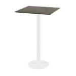 Feros Urban - Bartisch weißes Gestell + Midnight-Marmor HPL-Platte 70x70 cm, Weiß + Midnight Marmor