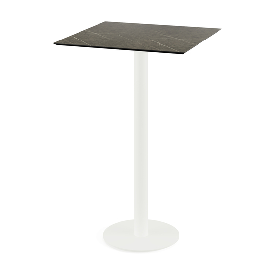 130051677_urban_bar_table_white-midnight_marble.jpg Feros Urban - Bartisch weißes Gestell + Midnight-Marmor HPL-Platte 70x70 cm, Weiß + Midnight Marmor – Bild 1