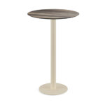 Feros Urban - Bartisch sandfarbenes Gestell + Tropenholz HPL-Platte Ø70 cm, Sand + Tropenholz