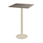 Feros Urban - Bartisch sandfarbenes Gestell + Tropenholz HPL-Platte 70x70 cm, Sand + Tropenholz