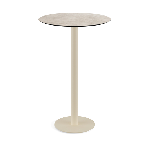 130061370_urban_bar_table_sand-moonstone.jpg Feros Urban - Bartisch sandfarbenes Gestell + Moonstone HPL-Platte Ø70 cm, Sand + Moonstone – Bild 1