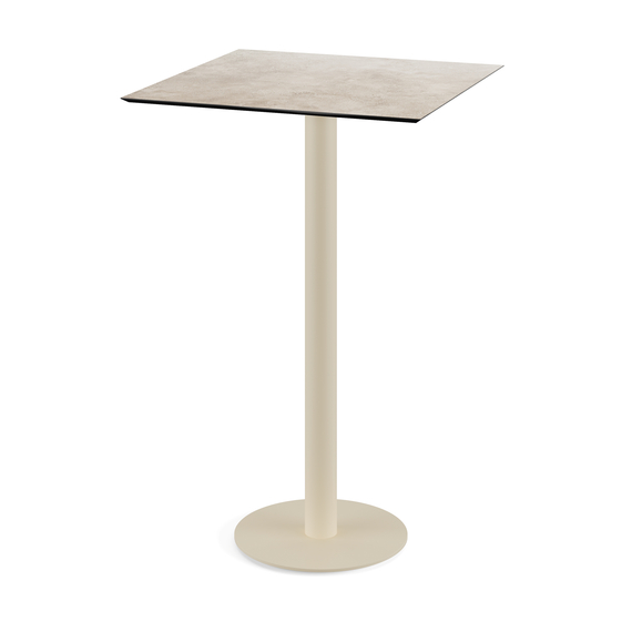 130061377_urban_bar_table_sand-moonstone.jpg Feros Urban - Bartisch sandfarbenes Gestell + Moonstone HPL-Platte 70x70 cm, Sand + Moonstone – Bild 1