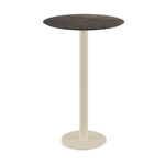 Feros Urban - Bartisch sandfarbenes Gestell + Riverwashed Holz HPL-Platte Ø70 cm, Sand + Riverwashed Holz