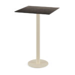 Feros Urban - Bartisch sandfarbenes Gestell + Riverwashed Holz HPL-Platte 70x70 cm, Sand + Riverwashed Holz