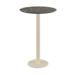 Feros Urban - Bartisch sandfarbenes Gestell + Galaxy-Marmor HPL-Platte Ø70 cm, Sand + Galaxy Marmor