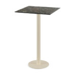 Feros Urban - Bartisch sandfarbenes Gestell + Galaxy-Marmor HPL-Platte 70x70 cm, Sand + Galaxy Marmor