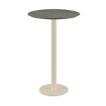 Feros Urban - Bartisch sandfarbenes Gestell + Midnight-Marmor HPL-Platte Ø70 cm, Sand + Midnight Marmor