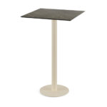 Feros Urban - Bartisch sandfarbenes Gestell + Midnight-Marmor HPL-Platte 70x70 cm, Sand + Midnight Marmor