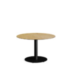 Feros Urban - Tischgestell niedrig schwarz + Teak wood HPL-Tischplatte Ø120 cm, Schwarz + Teak Wood