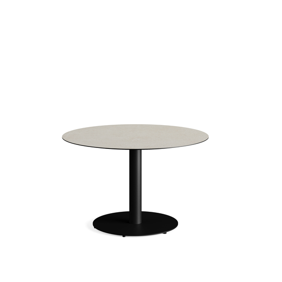 1310118120-urban-dining-table-black-sandstone-1.jpg Feros Urban - Tischgestell niedrig schwarz + Sand stone HPL-Tischplatte Ø120 cm, Schwarz + Sand stone – Bild 1