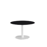 Feros Urban - Tischgestell niedrig weiß + Black HPL-Tischplatte Ø120 cm, White + Schwarz