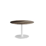 Feros Urban - Tischgestell niedrig weiß + Tropical Wood HPL-Tischplatte Ø120 cm, White + Tropical Wood