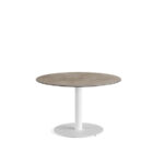 Feros Urban - Tischgestell niedrig weiß + Moonstone HPL-Tischplatte Ø120 cm, White + Moonstone
