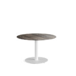 Feros Urban - Tischgestell niedrig weiß + Riverwashed Wood HPL-Tischplatte Ø120 cm, White + Riverwashed Wood