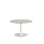 Feros Urban - Tischgestell niedrig weiß + Sand stone HPL-Tischplatte Ø120 cm, White + Sand stone
