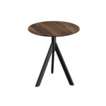 Feros Infinity Tripod - Terrassentisch schwarzes Gestell + Tropenholz HPL-Platte Ø70 cm, Schwarz + Tropenholz