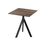 Feros Infinity Tripod - Terrassentisch schwarzes Gestell + Tropenholz HPL-Platte 70x70 cm, Schwarz + Tropenholz