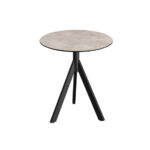 Feros Infinity Tripod - Terrassentisch schwarzes Gestell + Moonstone HPL-Platte Ø70 cm, Schwarz + Moonstone