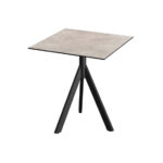 Feros Infinity Tripod - Terrassentisch schwarzes Gestell + Moonstone HPL-Platte 70x70 cm, Schwarz + Moonstone