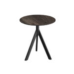 Feros Infinity Tripod - Terrassentisch schwarzes Gestell + Riverwashed Holz HPL-Platte Ø70 cm, Schwarz + Riverwashed Holz