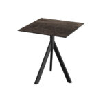 Feros Infinity Tripod - Terrassentisch schwarzes Gestell + Riverwashed Holz HPL-Platte 70x70 cm, Schwarz + Riverwashed Holz