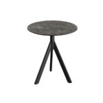 Feros Infinity Tripod - Terrassentisch schwarzes Gestell + Galaxy-Marmor HPL-Platte Ø70 cm, Schwarz + Galaxy Marmor