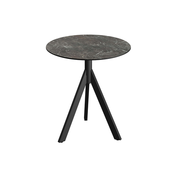 140011570_infinity_tripod_bistro_black-galamarble_1.jpg Feros Infinity Tripod - Terrassentisch schwarzes Gestell + Galaxy-Marmor HPL-Platte Ø70 cm, Schwarz + Galaxy Marmor – Bild 1