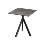 Feros Infinity Tripod - Terrassentisch schwarzes Gestell + Galaxy-Marmor HPL-Platte 70x70 cm, Schwarz + Galaxy Marmor