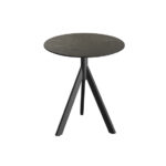 Feros Infinity Tripod - Terrassentisch schwarzes Gestell + Midnight-Marmor HPL-Platte Ø70 cm, Schwarz + Midnight Marmor