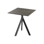 Feros Infinity Tripod - Terrassentisch schwarzes Gestell + Midnight-Marmor HPL-Platte 70x70 cm, Schwarz + Midnight Marmor