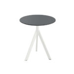 Feros Infinity Tripod - Terrassentisch weißes Gestell + HPL-Platte Ø70 cm, Weiß + Schwarz