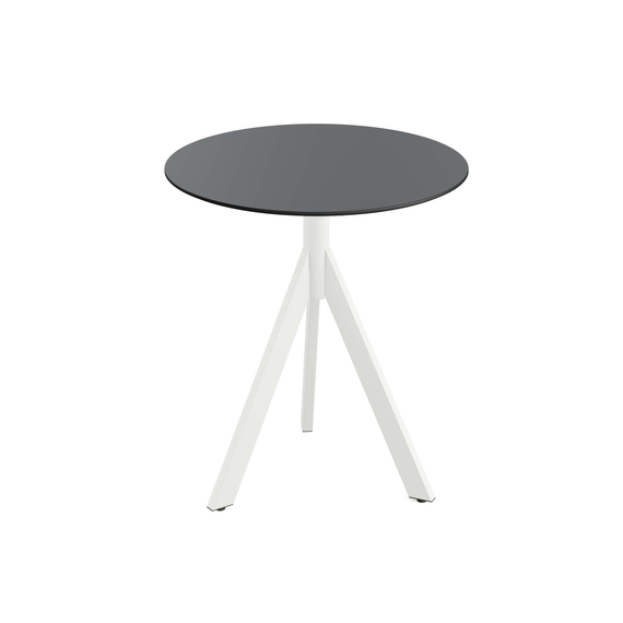 140021070_infinity_tripod_bistro_white-black_1.jpg Feros Infinity Tripod - Terrassentisch weißes Gestell + HPL-Platte Ø70 cm, Weiß + Schwarz – Bild 1