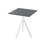 Feros Infinity Tripod - Terrassentisch weißes Gestell + HPL-Platte 70x70 cm, Weiß + Schwarz