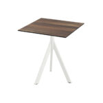 Feros Infinity Tripod - Terrassentisch weißes Gestell + Tropenholz HPL-Platte 70x70 cm, Weiß + Tropenholz