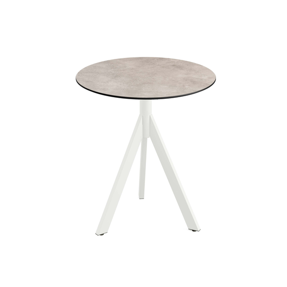 140021370_infinity_tripod_bistro_white-moonstone_1.jpg Feros Infinity Tripod - Terrassentisch weißes Gestell + Moonstone HPL-Platte Ø70 cm, Weiß + Moonstone – Bild 1