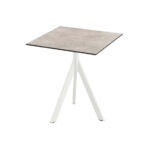 Feros Infinity Tripod - Terrassentisch weißes Gestell + Moonstone HPL-Platte 70x70 cm, Weiß + Moonstone