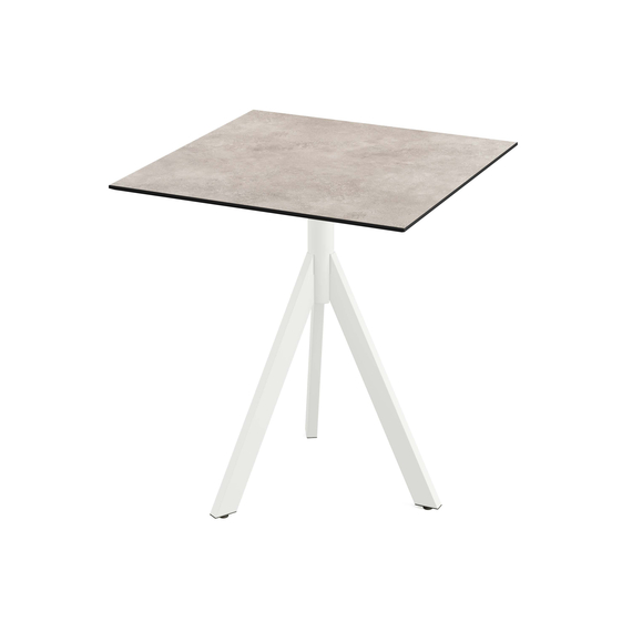 140021377_infinity_tripod_bistro_white-moonstone_1.jpg Feros Infinity Tripod - Terrassentisch weißes Gestell + Moonstone HPL-Platte 70x70 cm, Weiß + Moonstone – Bild 1