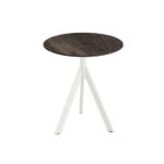 Feros Infinity Tripod - Terrassentisch weißes Gestell + Riverwashed Holz HPL-Platte Ø70 cm, Weiß + Riverwashed Holz