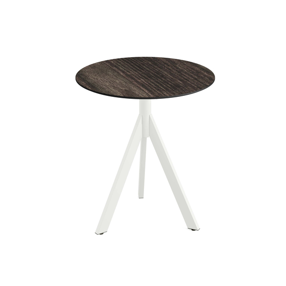 140021470_infinity_tripod_bistro_white-river-wood_1.jpg Feros Infinity Tripod - Terrassentisch weißes Gestell + Riverwashed Holz HPL-Platte Ø70 cm, Weiß + Riverwashed Holz – Bild 1