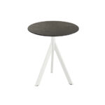 Feros Infinity Tripod - Terrassentisch weißes Gestell + Midnight-Marmor HPL-Platte Ø70 cm, Weiß + Midnight Marmor