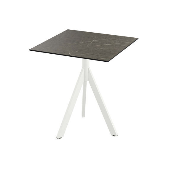 140021677_infinity_tripod_bistro_white-midnmarble.jpg Feros Infinity Tripod - Terrassentisch weißes Gestell + Midnight-Marmor HPL-Platte 70x70 cm, Weiß + Midnight Marmor – Bild 1