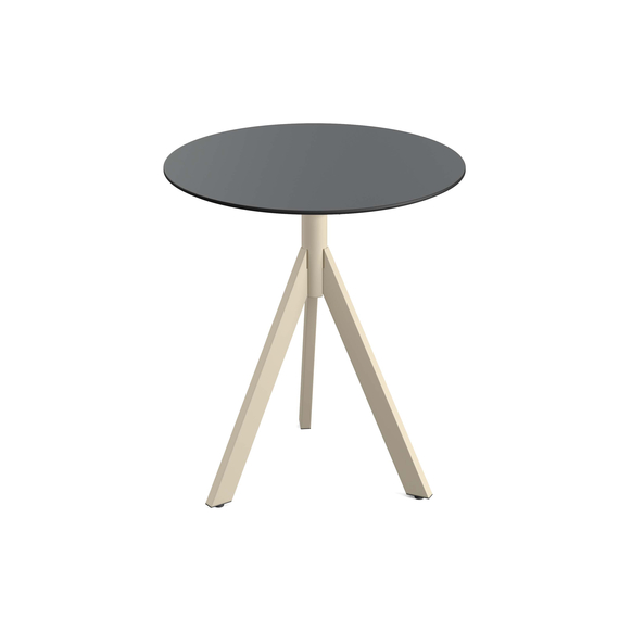 140031070_infinity_tripod_bistro_sand-black_1.jpg Feros Infinity Tripod - Terrassentisch sandfarbenes Gestell + HPL-Platte Ø70 cm, Sand + Schwarz – Bild 1
