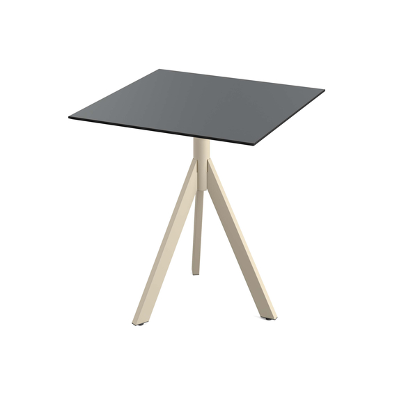 140031077_infinity_tripod_bistro_sand-black_1.jpg Feros Infinity Tripod - Terrassentisch sandfarbenes Gestell + HPL-Platte 70x70 cm, Sand + Schwarz – Bild 1
