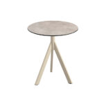 Feros Infinity Tripod - Terrassentisch sandfarbenes Gestell + Moonstone HPL-Platte Ø70 cm, Sand + Moonstone