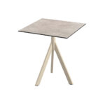 Feros Infinity Tripod - Terrassentisch sandfarbenes Gestell + Moonstone HPL-Platte 70x70 cm, Sand + Moonstone